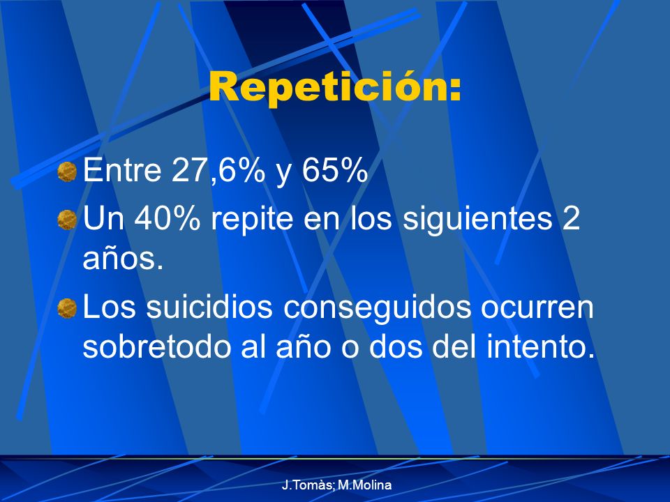Repetición: Entre 27,6% y 65% Un 40% repite en los siguientes 2 años.