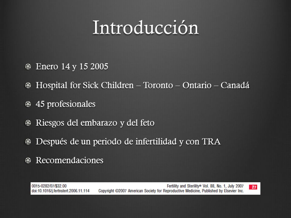 Introducción Enero 14 y Hospital for Sick Children – Toronto – Ontario – Canadá. 45 profesionales.