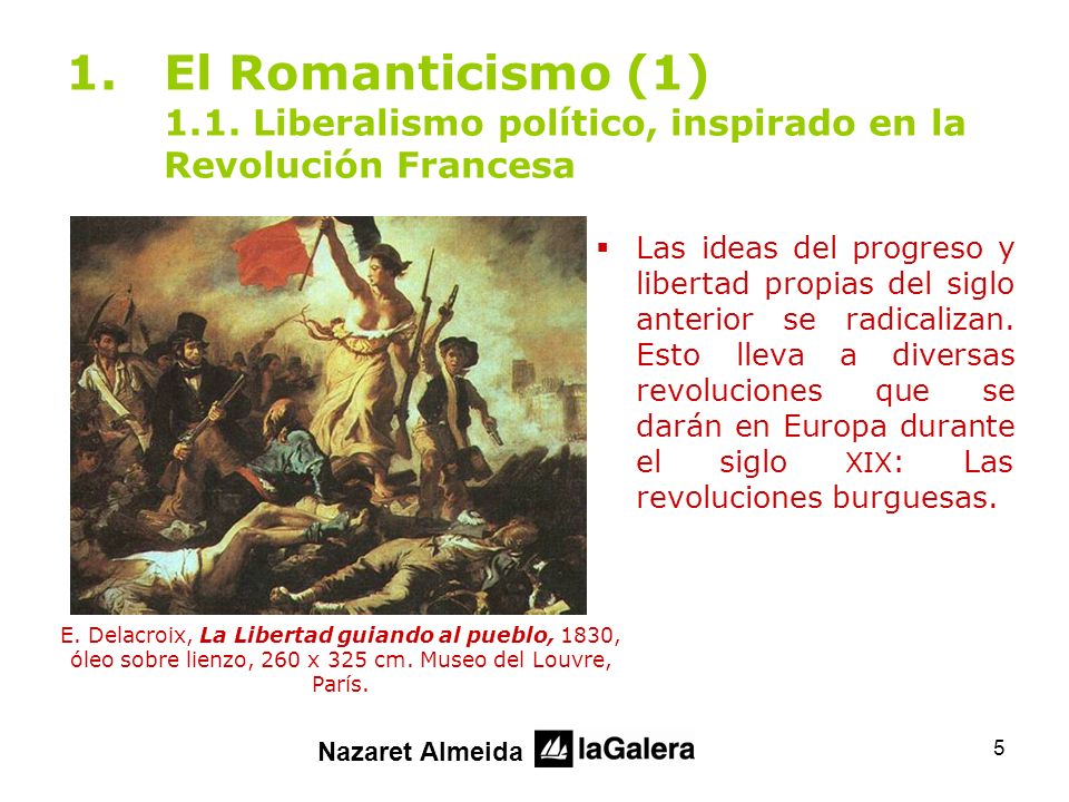 El Romanticismo (1) 1.1. Liberalismo político, inspirado en la Revolución Francesa