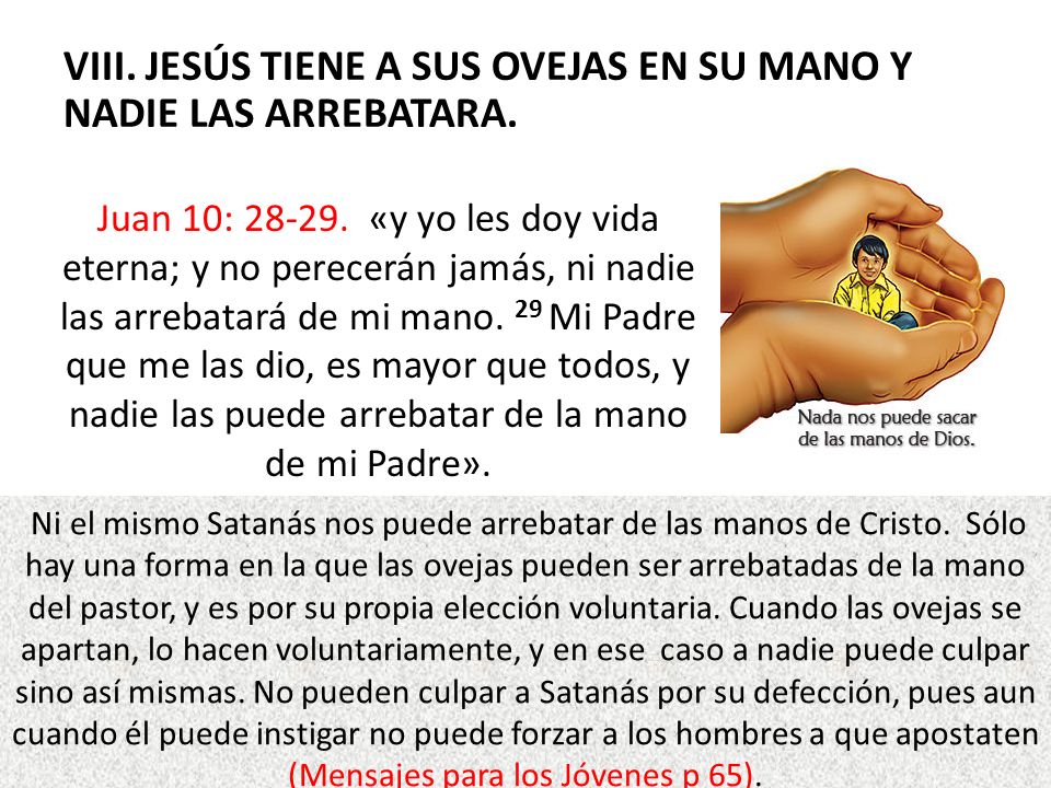 VIII. JESÚS TIENE A SUS OVEJAS EN SU MANO Y NADIE LAS ARREBATARA.