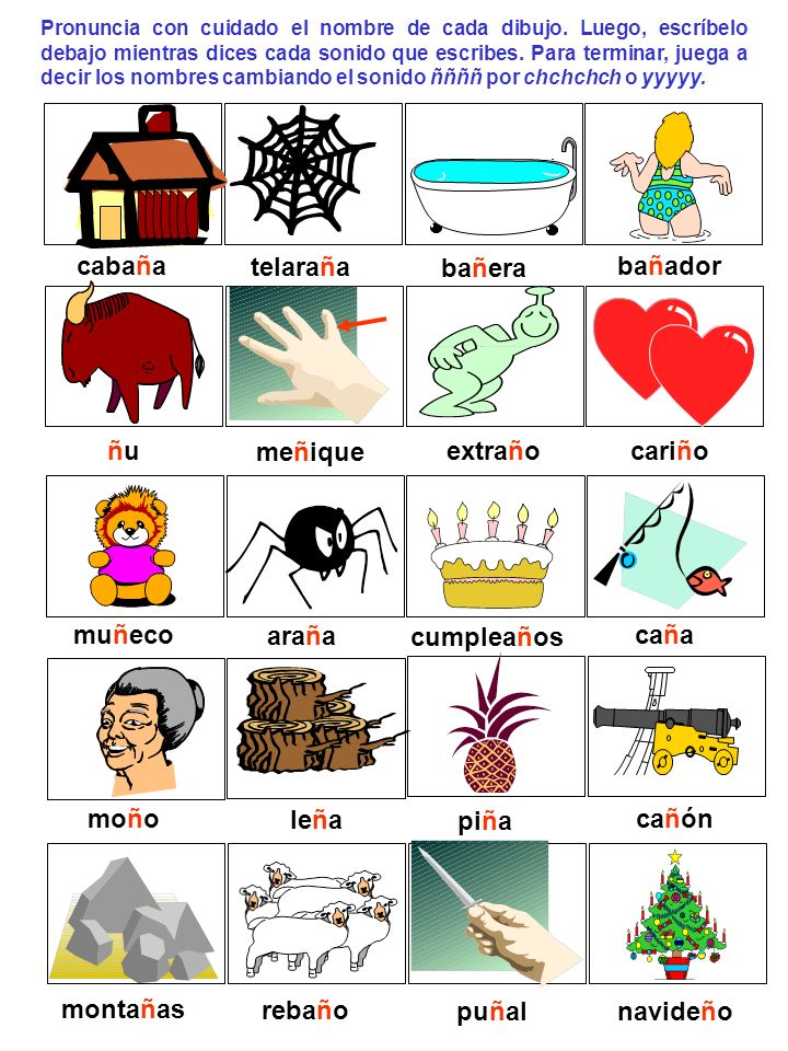 cabaña telaraña bañera bañador ñu meñique extraño cariño muñeco araña