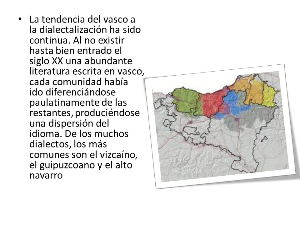 La tendencia del vasco a la dialectalización ha sido continua