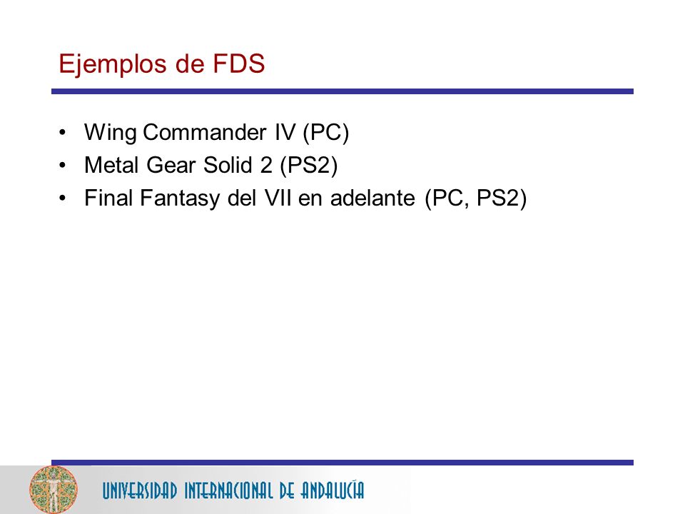 Ejemplos de FDS Wing Commander IV (PC) Metal Gear Solid 2 (PS2)