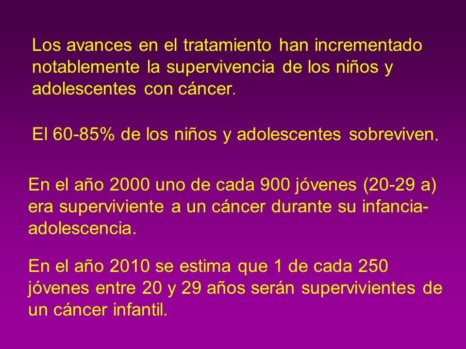 Los avances en el tratamiento han incrementado notablemente la supervivencia de los niños y adolescentes con cáncer.