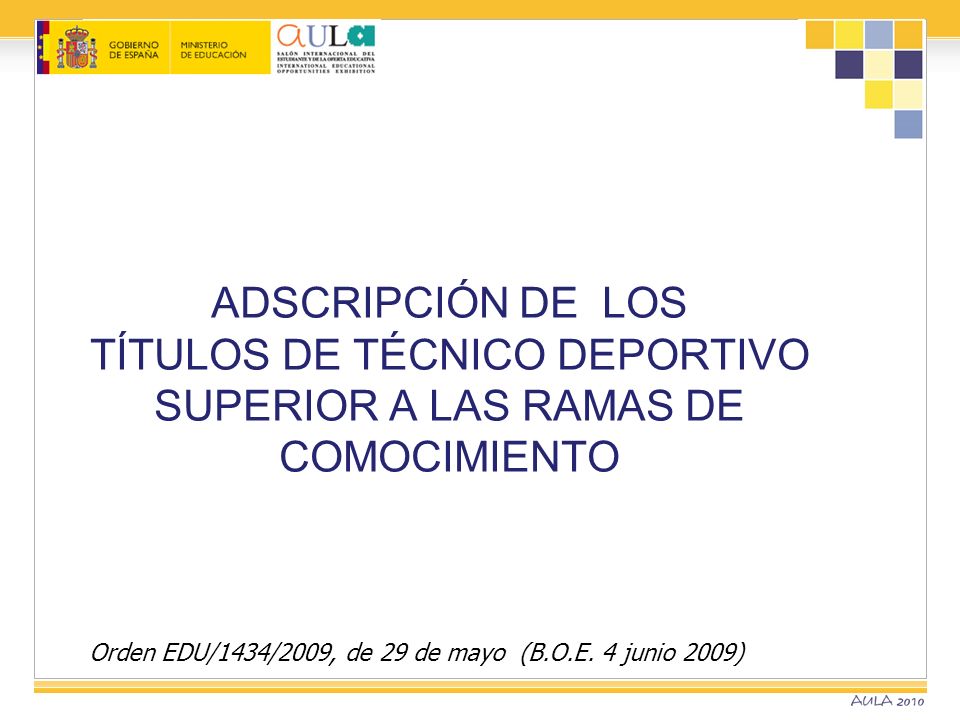 ADSCRIPCIÓN DE LOS TÍTULOS DE TÉCNICO DEPORTIVO SUPERIOR A LAS RAMAS DE COMOCIMIENTO