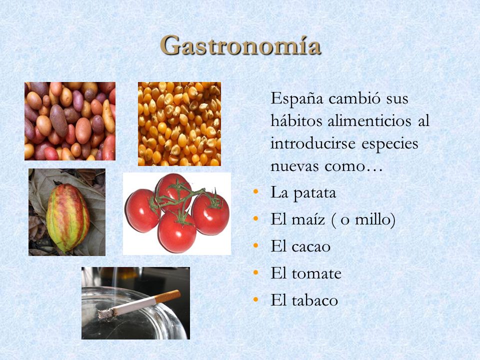Gastronomía España cambió sus hábitos alimenticios al introducirse especies nuevas como… La patata.