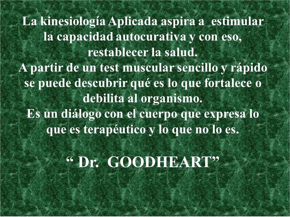 La kinesiología Aplicada aspira a estimular la capacidad autocurativa y con eso, restablecer la salud. A partir de un test muscular sencillo y rápido se puede descubrir qué es lo que fortalece o debilita al organismo.