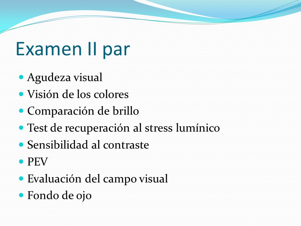 Examen II par Agudeza visual Visión de los colores