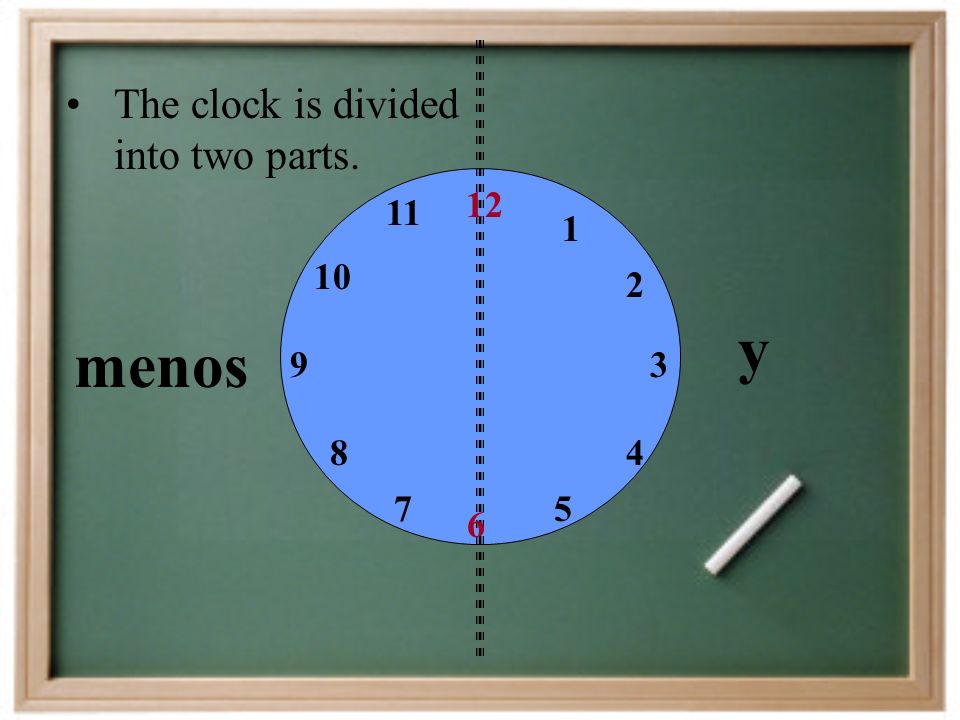 y menos The clock is divided into two parts
