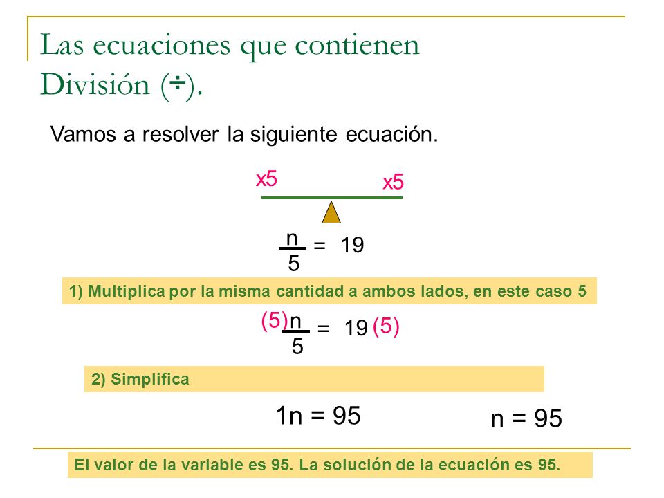 Las ecuaciones que contienen División (÷).