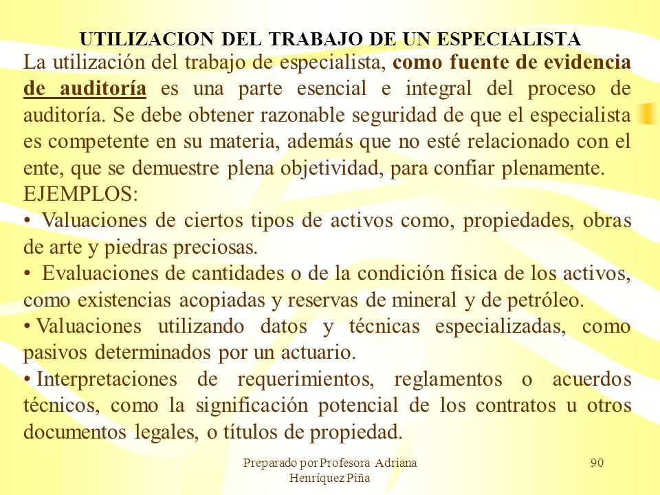 UTILIZACION DEL TRABAJO DE UN ESPECIALISTA