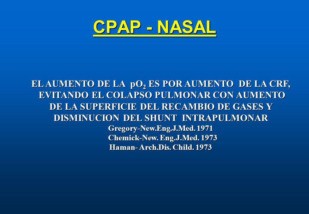 CPAP - NASAL EL AUMENTO DE LA pO2 ES POR AUMENTO DE LA CRF,