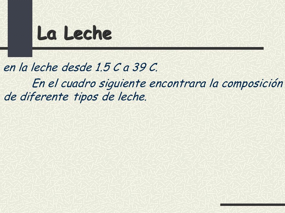 La Leche en la leche desde 1.5 C a 39 C.