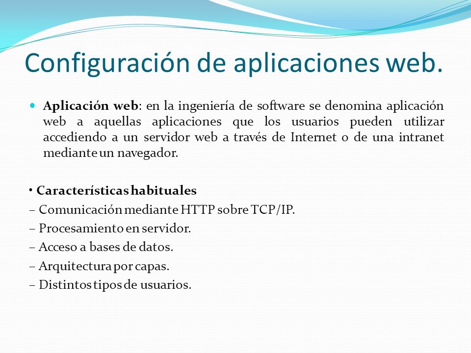 Configuración de aplicaciones web.