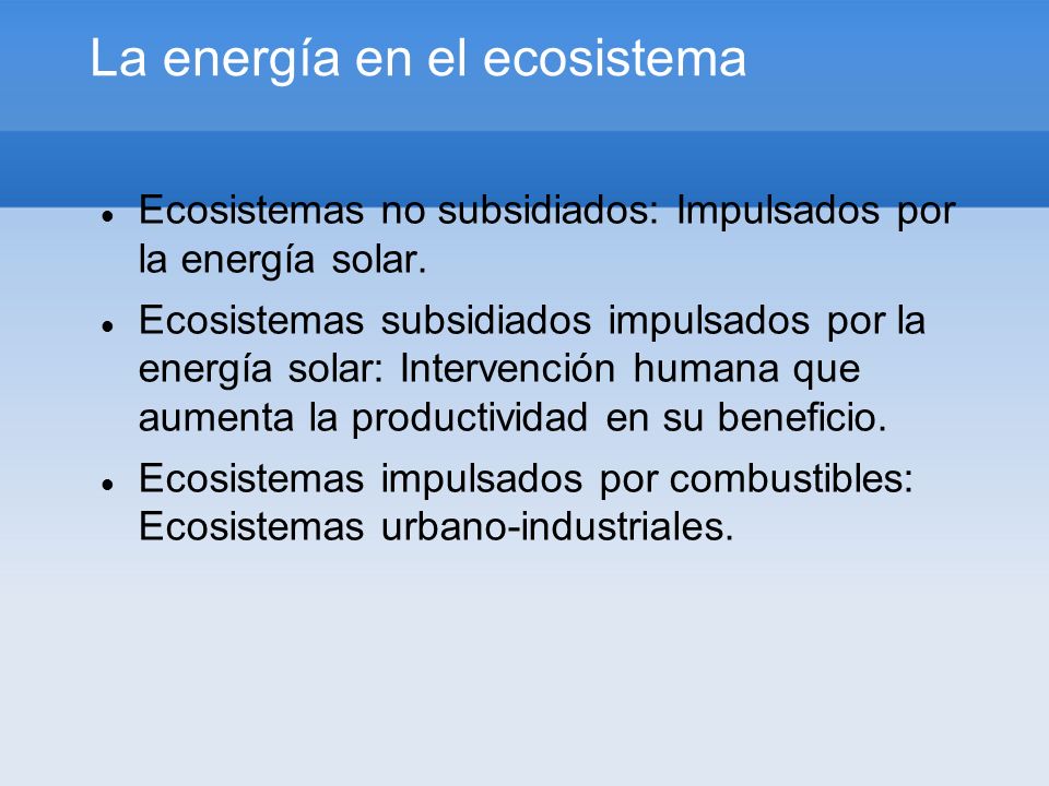 La energía en el ecosistema
