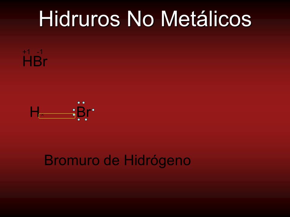 Hidruros No Metálicos HBr H Br Bromuro de Hidrógeno