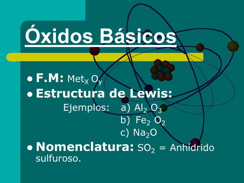 Óxidos Básicos F.M: MetX Oy Estructura de Lewis: