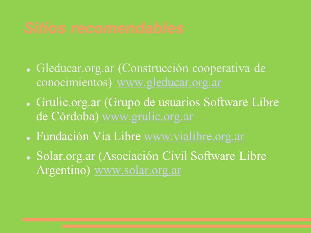 Sitios recomendables Gleducar.org.ar (Construcción cooperativa de conocimientos)