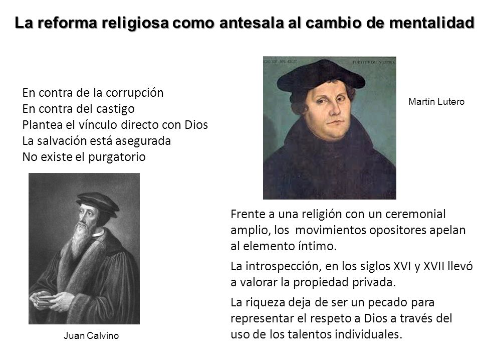 La reforma religiosa como antesala al cambio de mentalidad