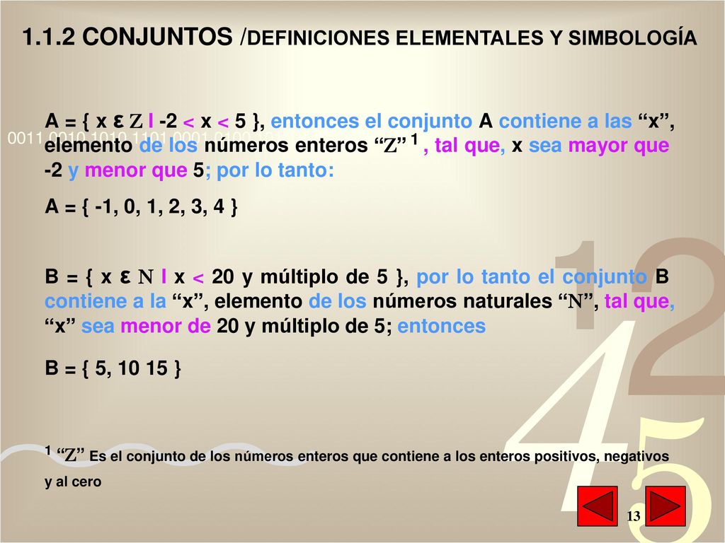 1.1.2 CONJUNTOS /DEFINICIONES ELEMENTALES Y SIMBOLOGÍA