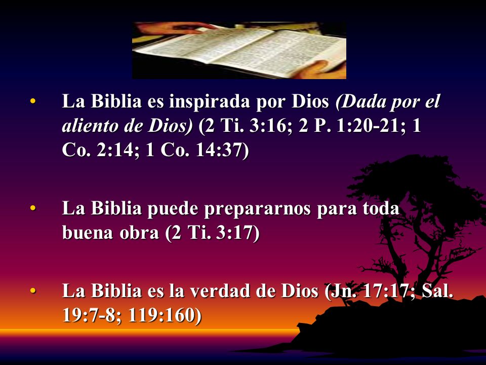 La Biblia es inspirada por Dios (Dada por el aliento de Dios) (2 Ti