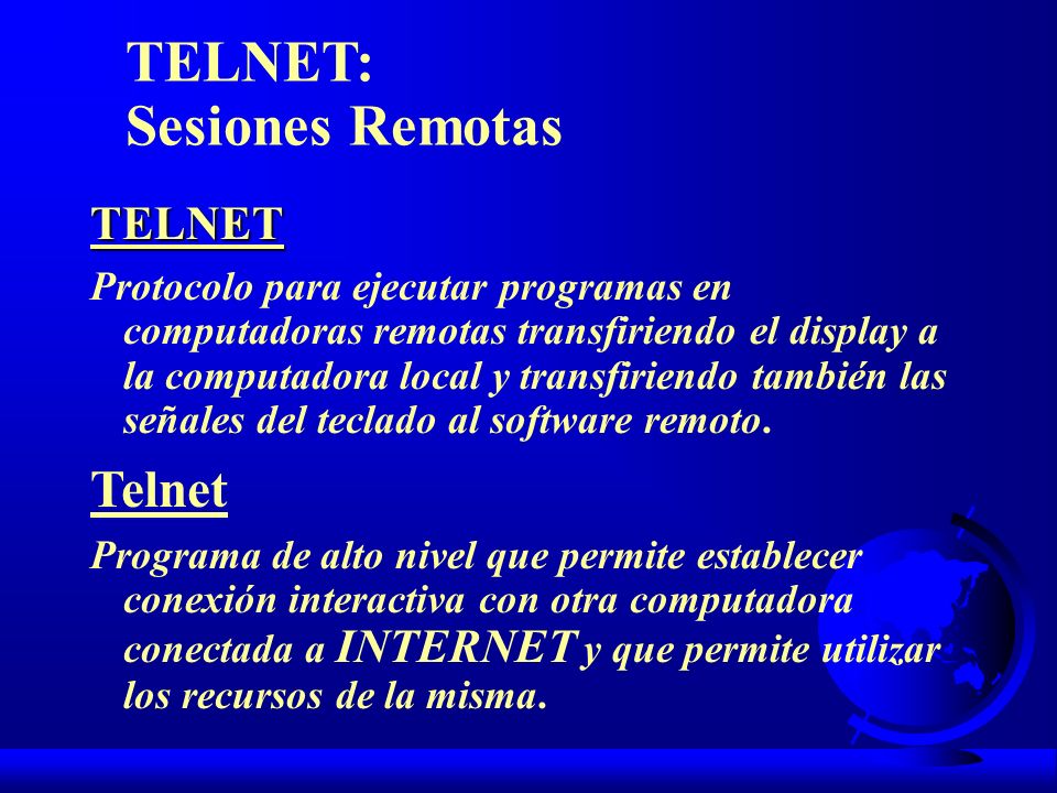 TELNET: Sesiones Remotas Telnet TELNET