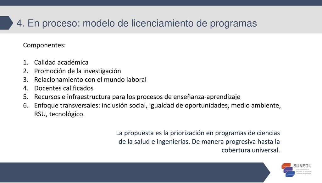 4. En proceso: modelo de licenciamiento de programas
