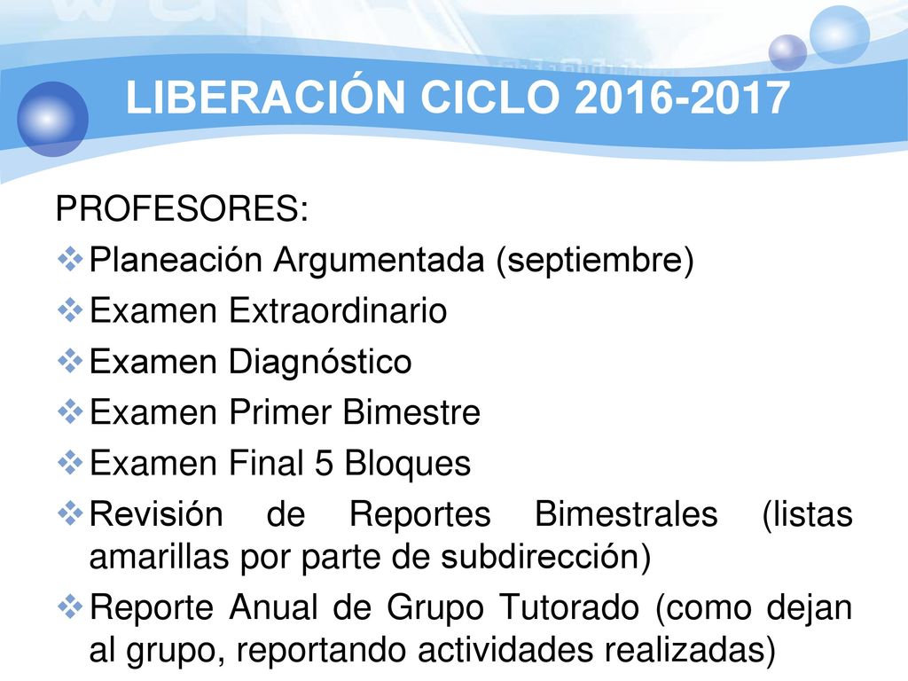 LIBERACIÓN CICLO PROFESORES: