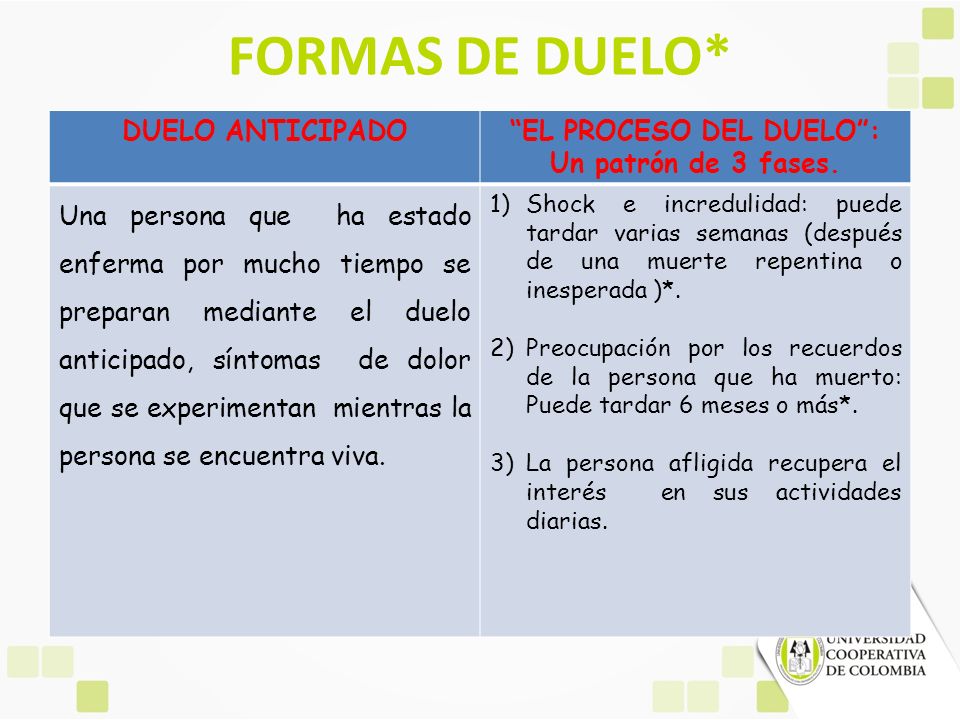 EL PROCESO DEL DUELO : Un patrón de 3 fases.