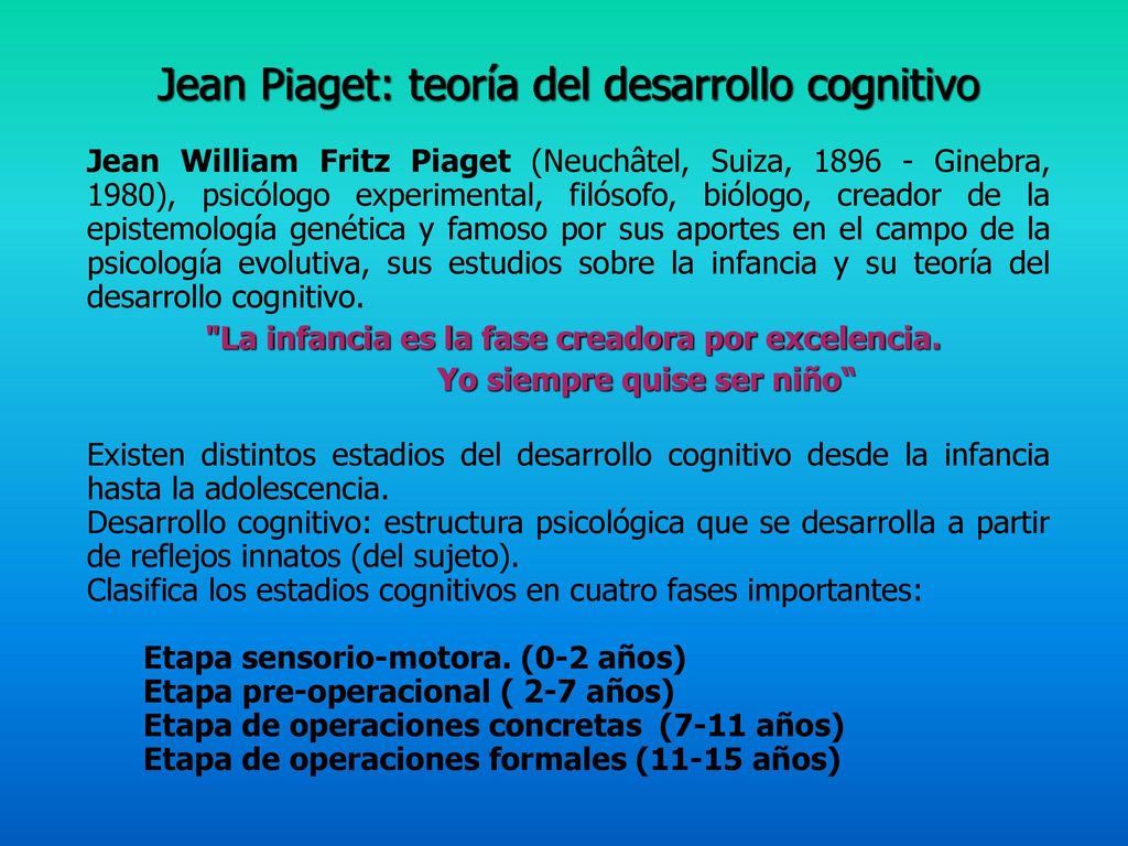 Jean Piaget: teoría del desarrollo cognitivo