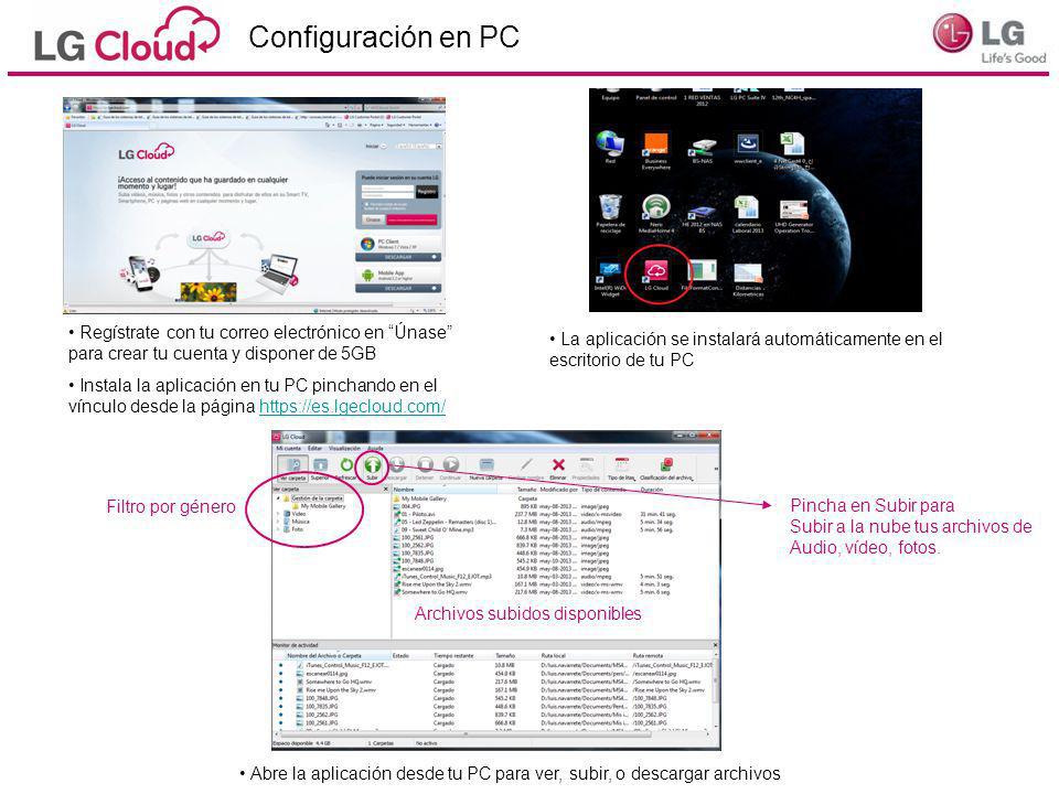 Configuración en PC Regístrate con tu correo electrónico en Únase para crear tu cuenta y disponer de 5GB.