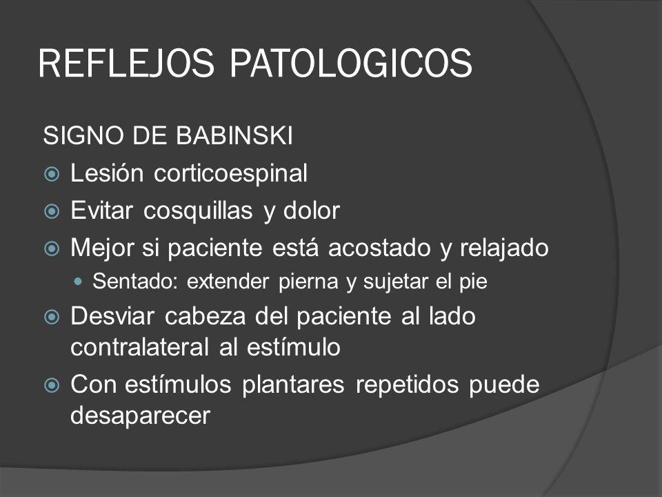 REFLEJOS PATOLOGICOS SIGNO DE BABINSKI Lesión corticoespinal