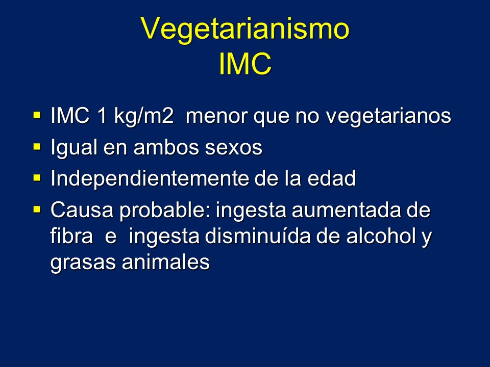 Vegetarianismo IMC IMC 1 kg/m2 menor que no vegetarianos