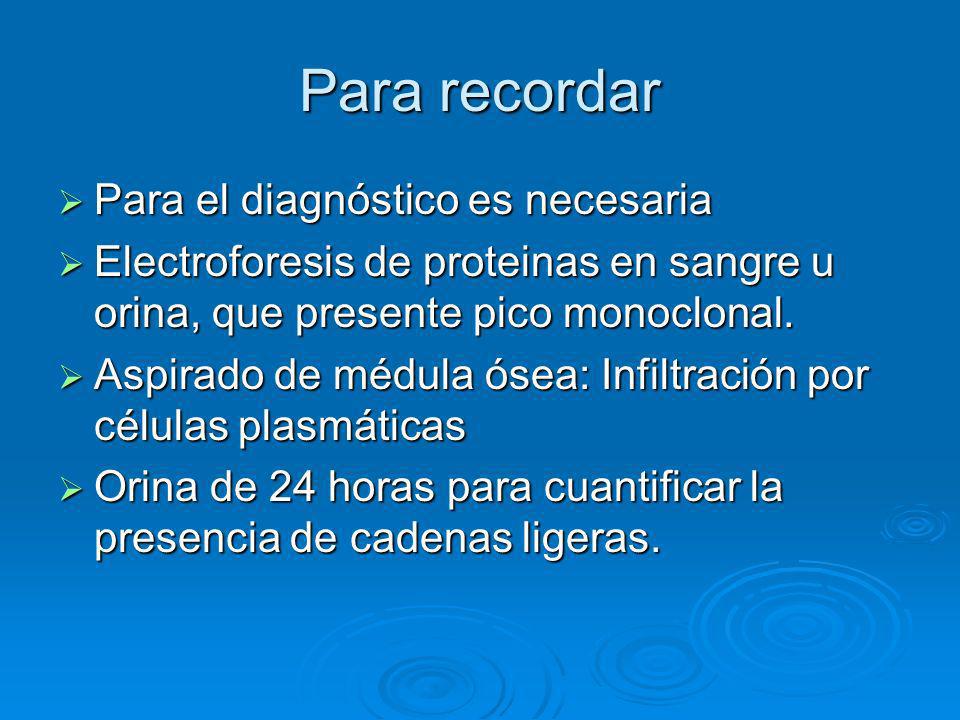 Para recordar Para el diagnóstico es necesaria