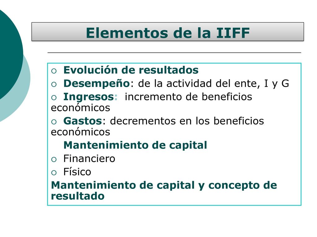 Elementos de la IIFF Evolución de resultados