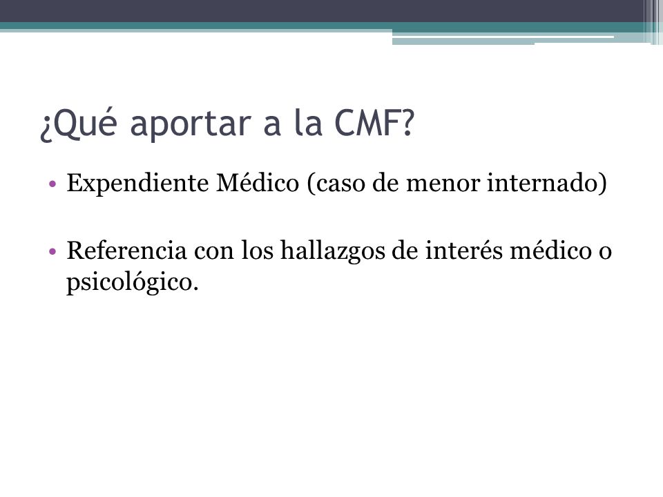 ¿Qué aportar a la CMF Expendiente Médico (caso de menor internado)
