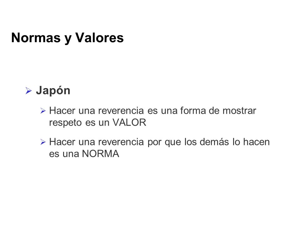 Normas y Valores Japón. Hacer una reverencia es una forma de mostrar respeto es un VALOR.