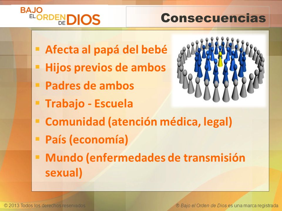 Consecuencias Afecta al papá del bebé. Hijos previos de ambos. Padres de ambos. Trabajo - Escuela.