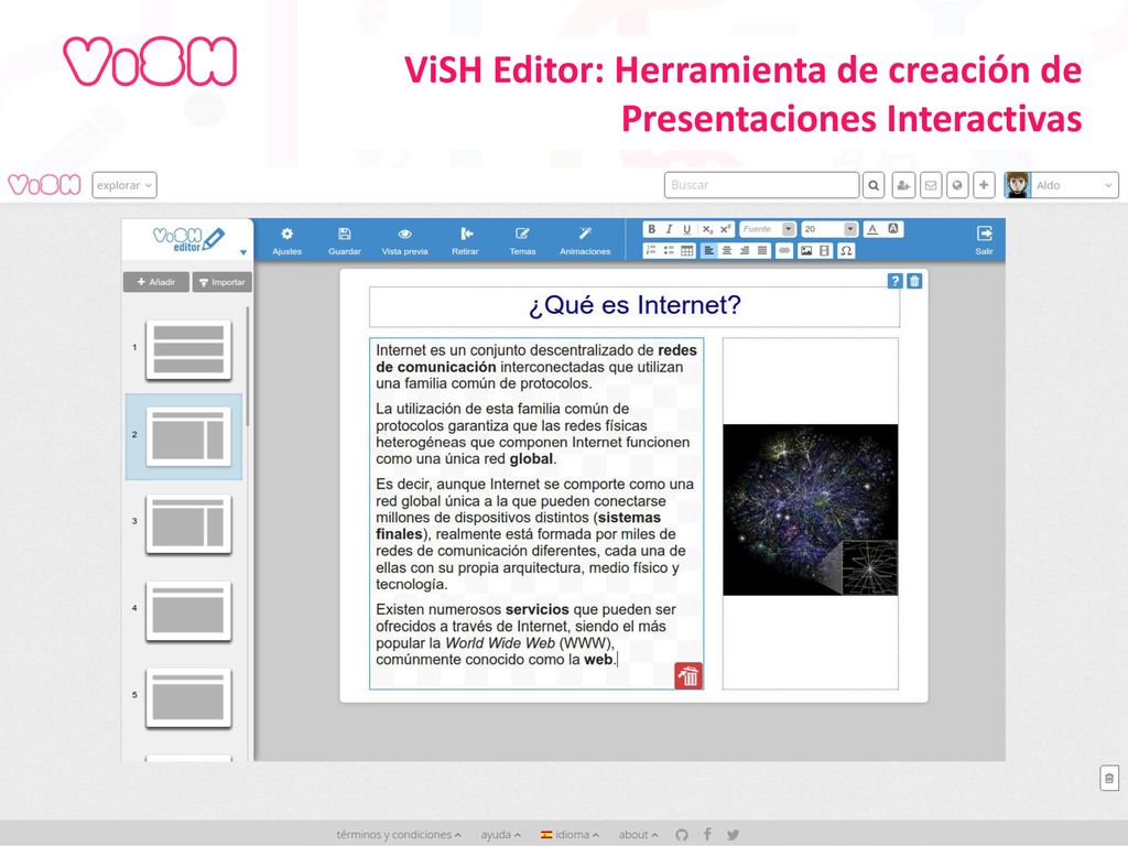 ViSH Editor: Herramienta de creación de Presentaciones Interactivas