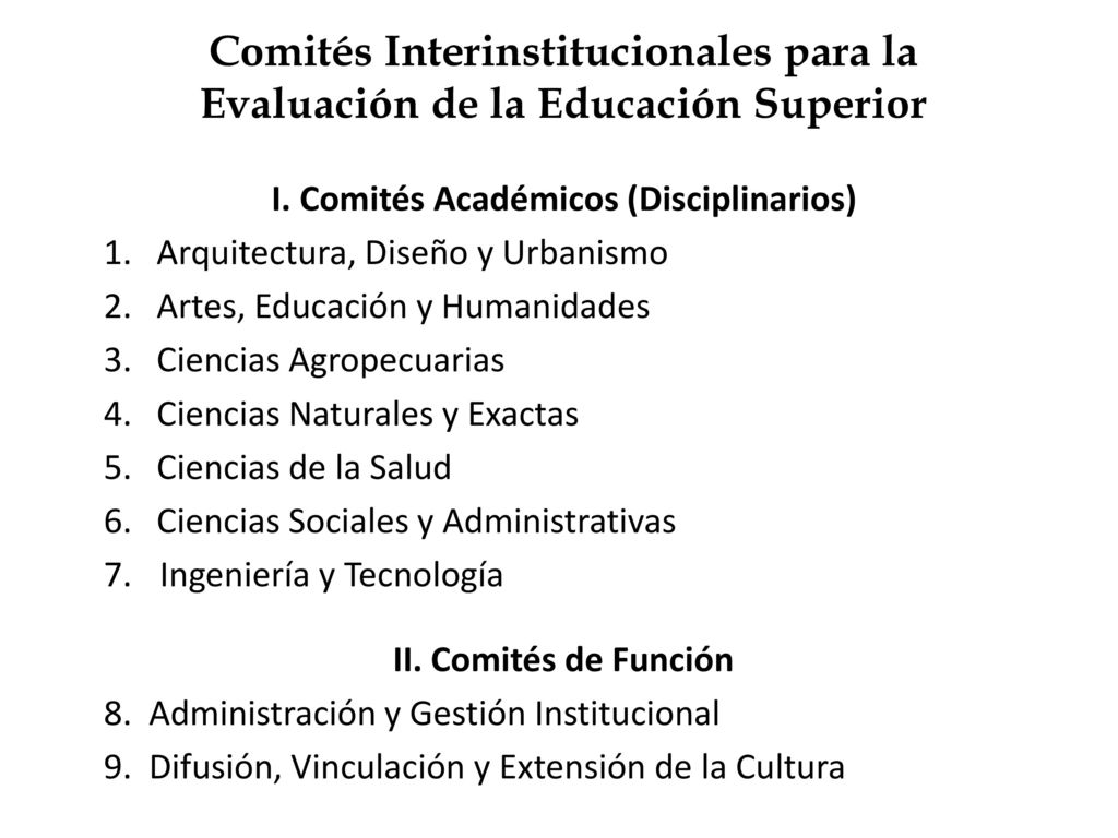 I. Comités Académicos (Disciplinarios)