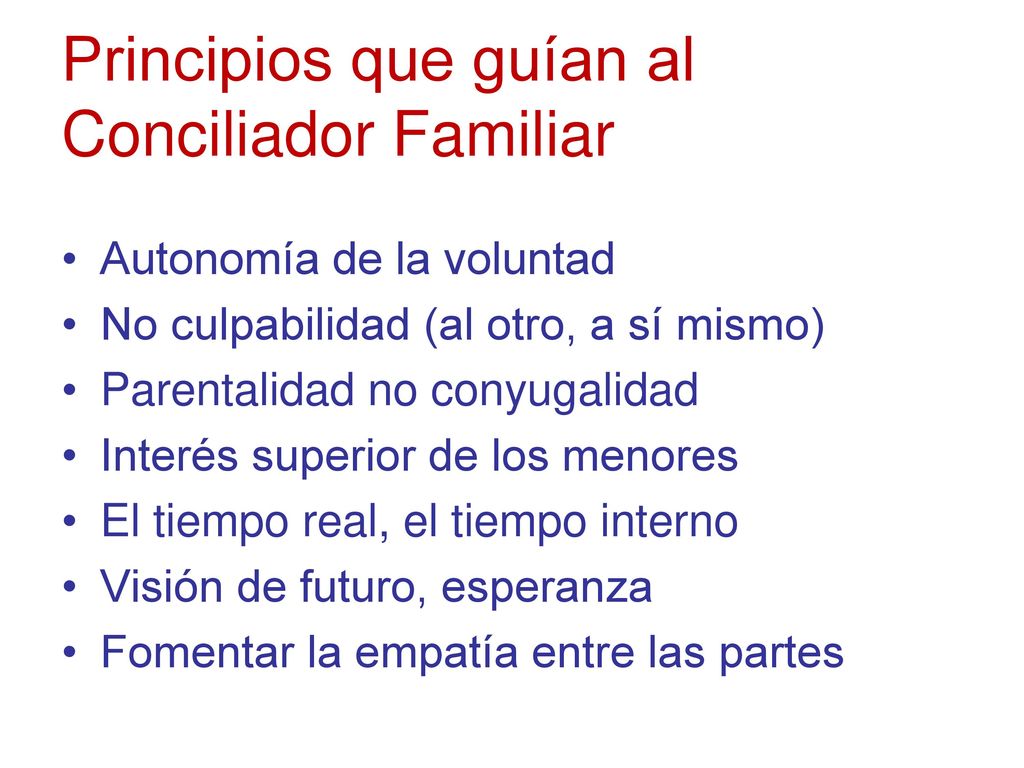 Principios que guían al Conciliador Familiar