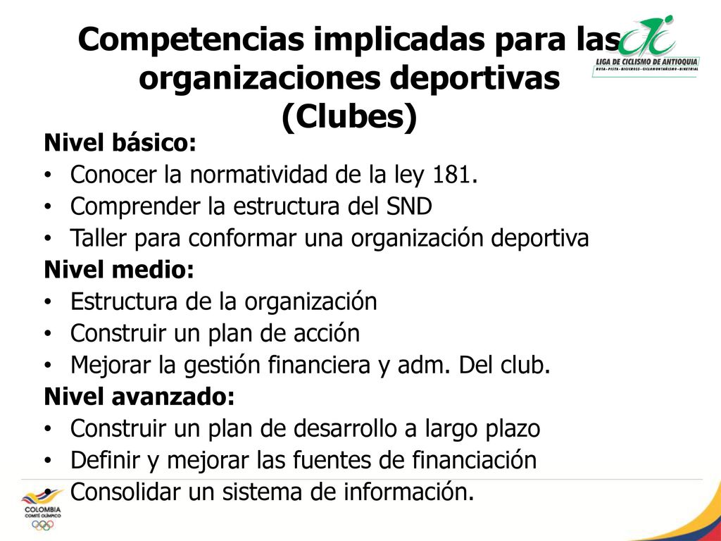 Competencias implicadas para las organizaciones deportivas (Clubes)