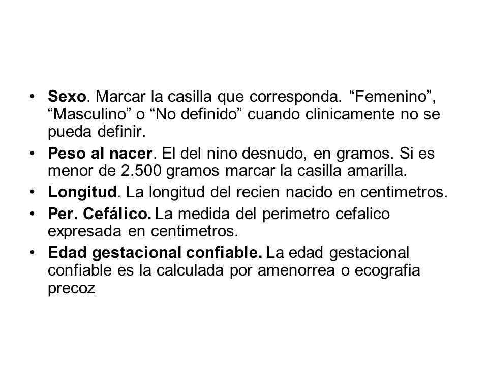 Sexo. Marcar la casilla que corresponda