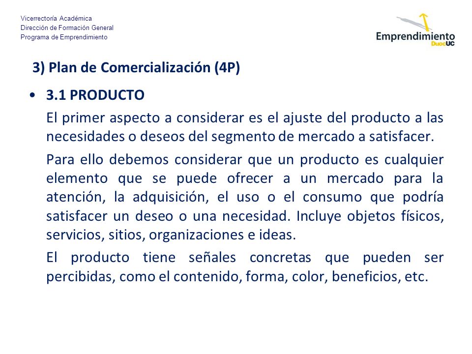 3) Plan de Comercialización (4P)
