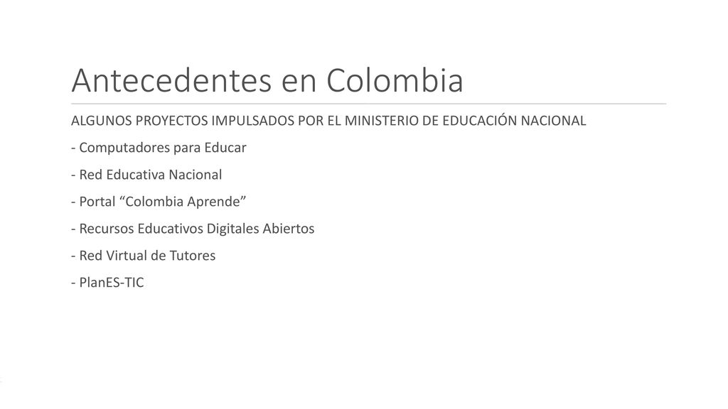 Antecedentes en Colombia