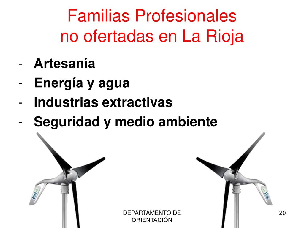 Familias Profesionales no ofertadas en La Rioja