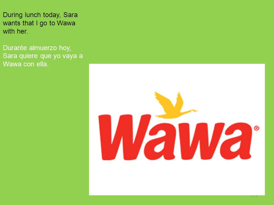 During lunch today, Sara wants that I go to Wawa with her.