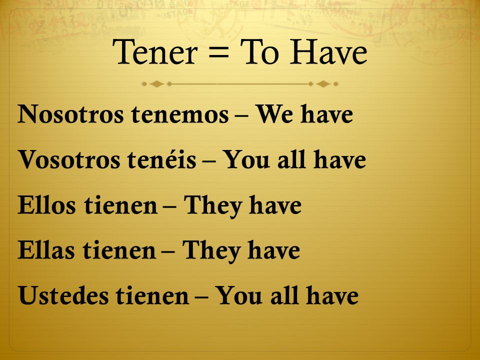Tener = To Have