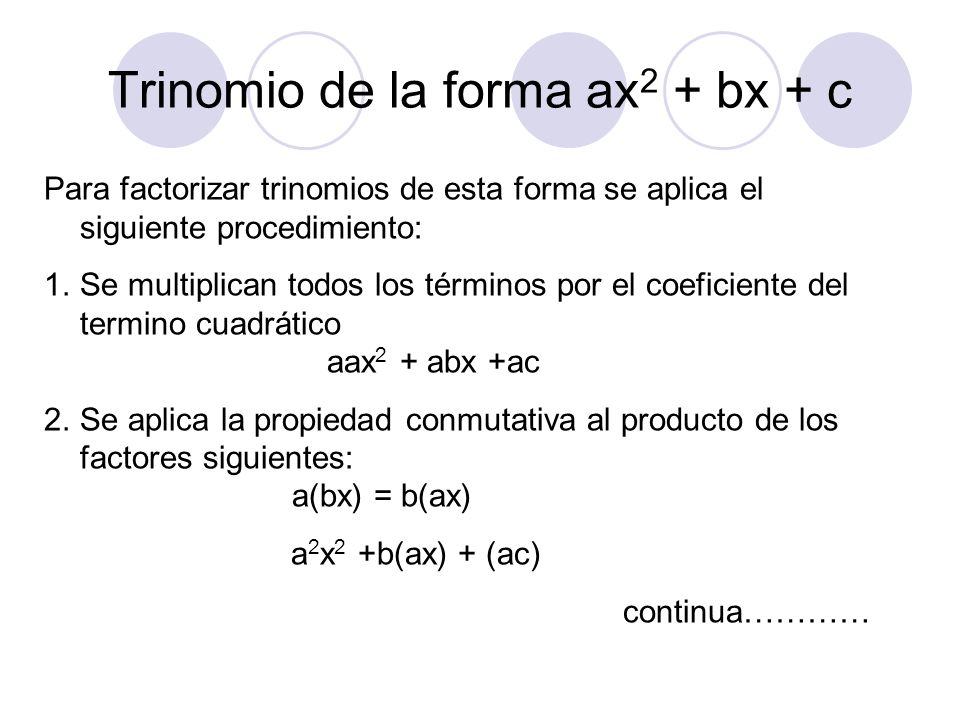 Trinomio de la forma ax2 + bx + c