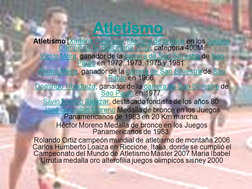 Atletismo Atletismo [Ximena Restrepo, Medalla de bronce en los Juegos Olímpicos de Barcelona 1992, categoría 400M.